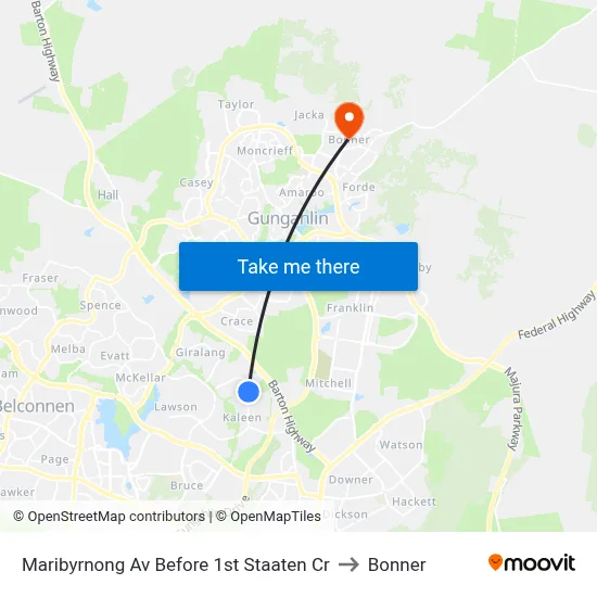 Maribyrnong Av Before 1st Staaten Cr to Bonner map