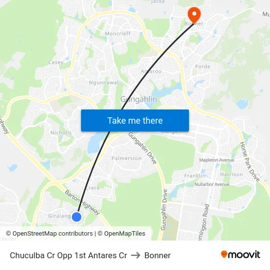 Chuculba Cr Opp 1st Antares Cr to Bonner map