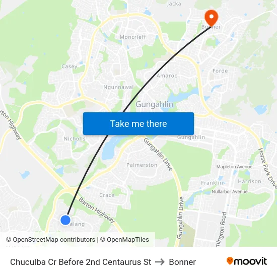 Chuculba Cr Before 2nd Centaurus St to Bonner map