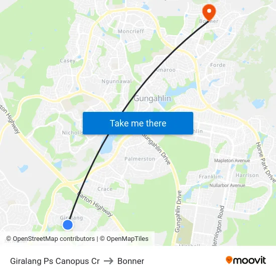 Giralang Ps Canopus Cr to Bonner map