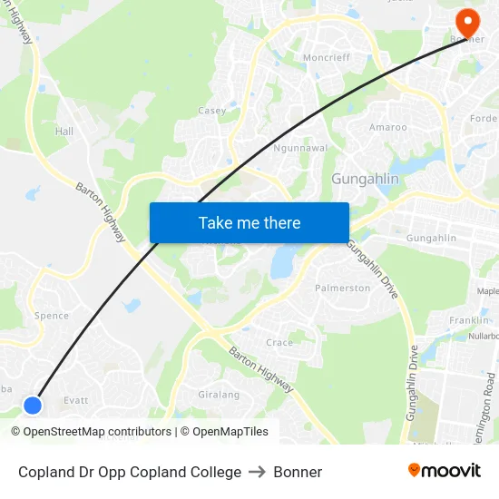 Copland Dr Opp Copland College to Bonner map