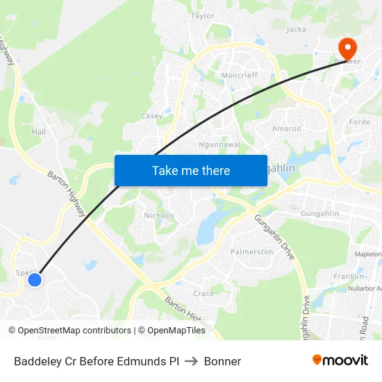 Baddeley Cr Before Edmunds Pl to Bonner map
