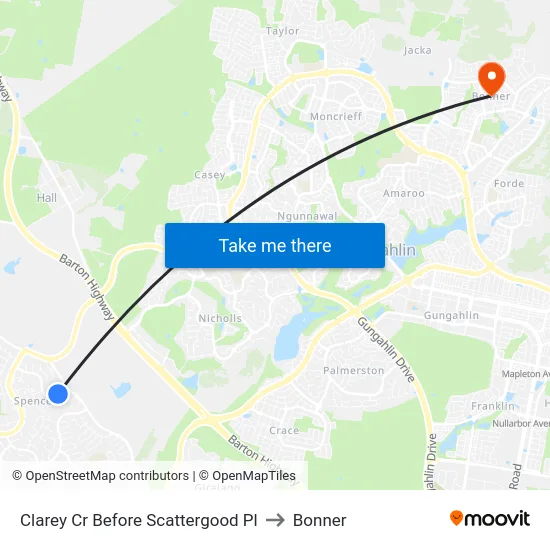 Clarey Cr Before Scattergood Pl to Bonner map