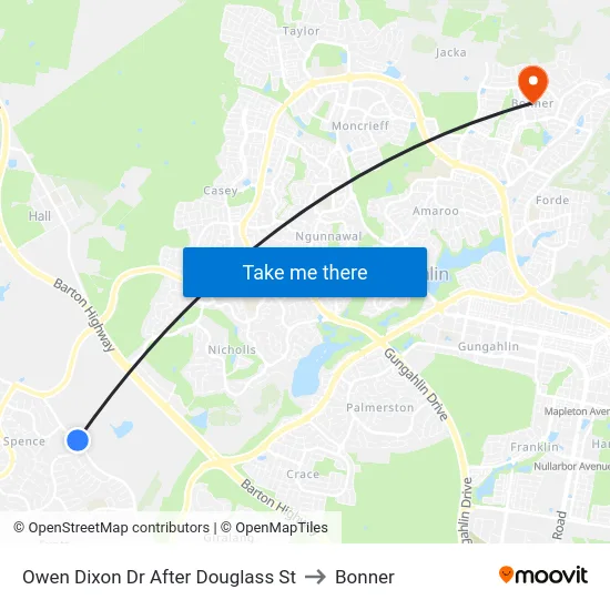 Owen Dixon Dr After Douglass St to Bonner map