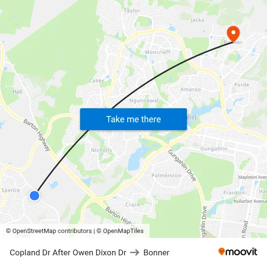 Copland Dr After Owen Dixon Dr to Bonner map