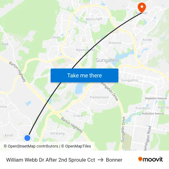 William Webb Dr After 2nd Sproule Cct to Bonner map
