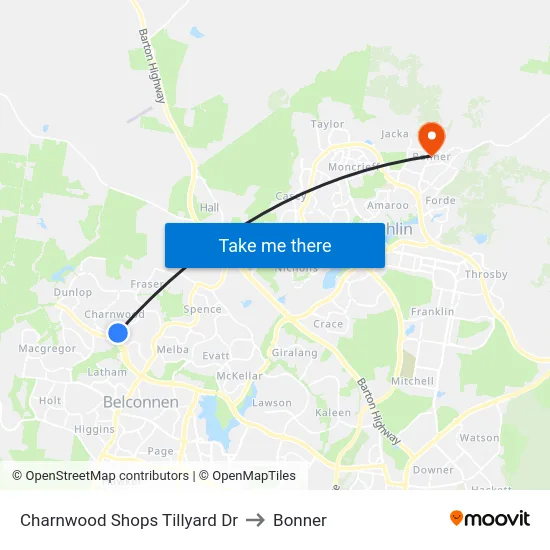 Charnwood Shops Tillyard Dr to Bonner map