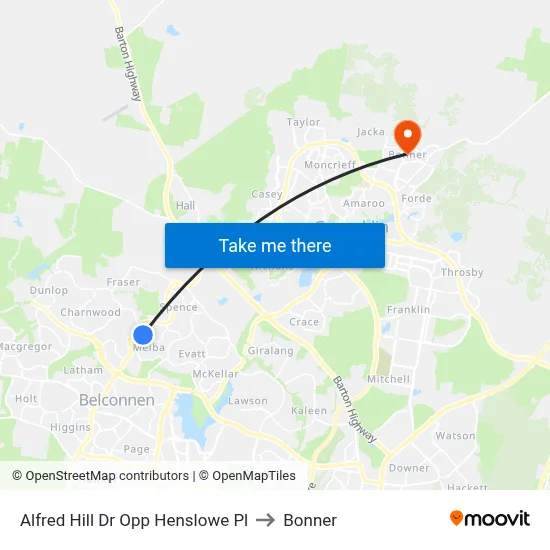 Alfred Hill Dr Opp Henslowe Pl to Bonner map