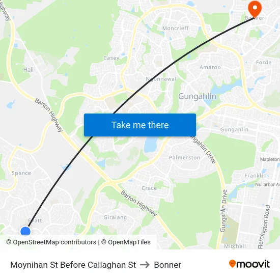 Moynihan St Before Callaghan St to Bonner map