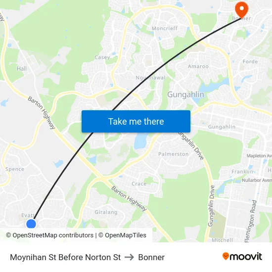 Moynihan St Before Norton St to Bonner map