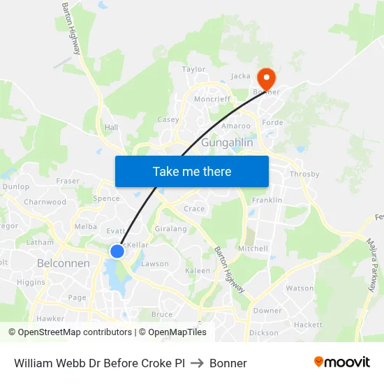 William Webb Dr Before Croke Pl to Bonner map