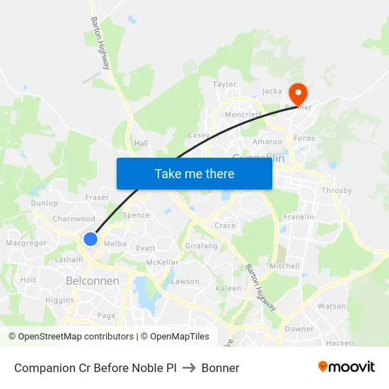 Companion Cr Before Noble Pl to Bonner map
