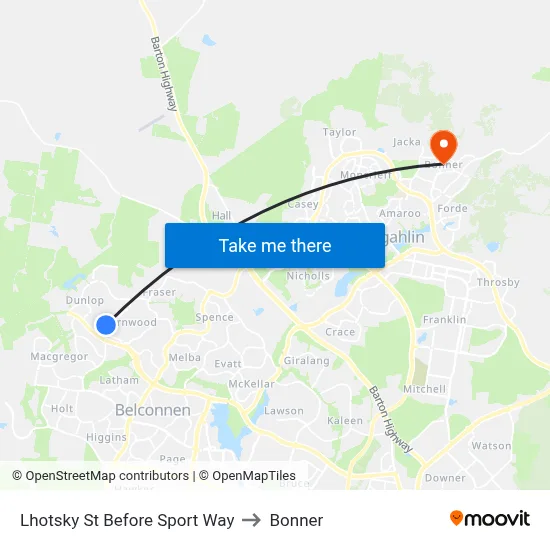 Lhotsky St Before Sport Way to Bonner map