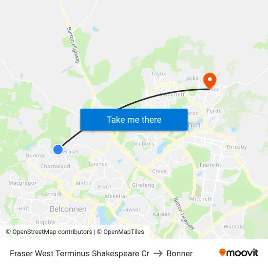 Fraser West Terminus Shakespeare Cr to Bonner map