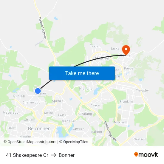 41 Shakespeare Cr to Bonner map