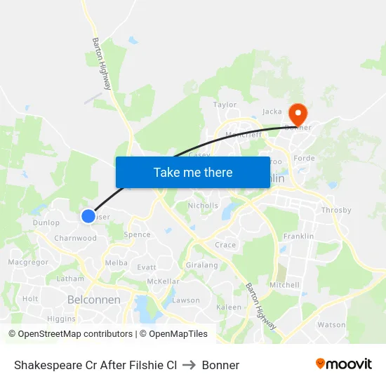 Shakespeare Cr After Filshie Cl to Bonner map