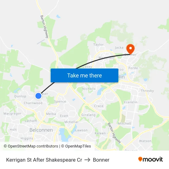 Kerrigan St After Shakespeare Cr to Bonner map