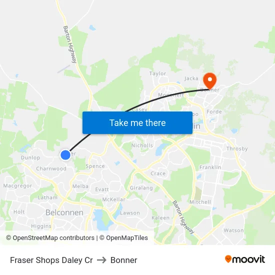 Fraser Shops Daley Cr to Bonner map