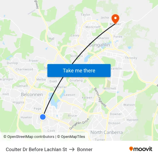 Coulter Dr Before Lachlan St to Bonner map