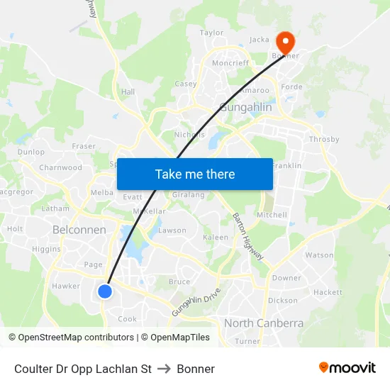 Coulter Dr Opp Lachlan St to Bonner map
