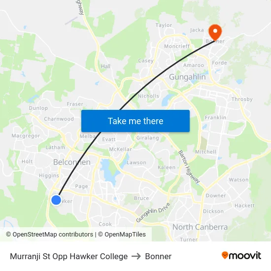 Murranji St Opp Hawker College to Bonner map