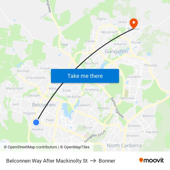 Belconnen Way After Mackinolty St to Bonner map