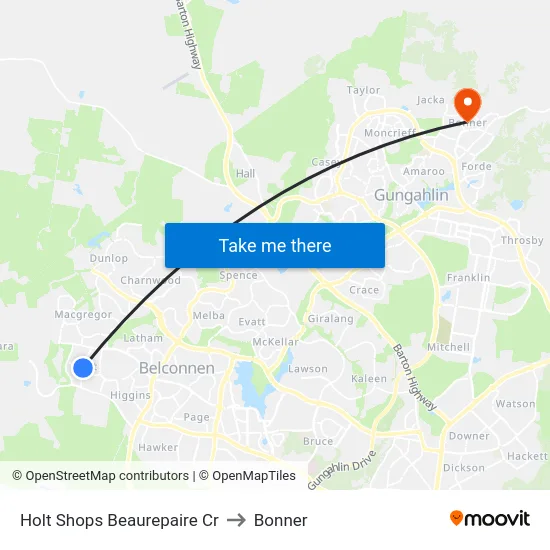 Holt Shops Beaurepaire Cr to Bonner map