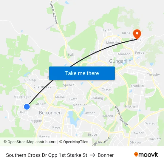 Southern Cross Dr Opp 1st Starke St to Bonner map