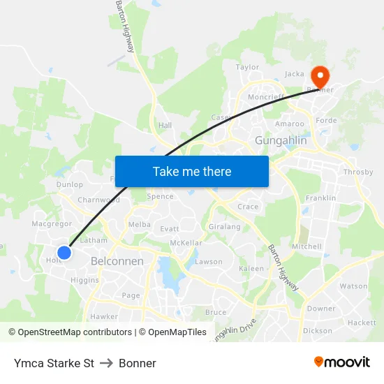 Ymca Starke St to Bonner map