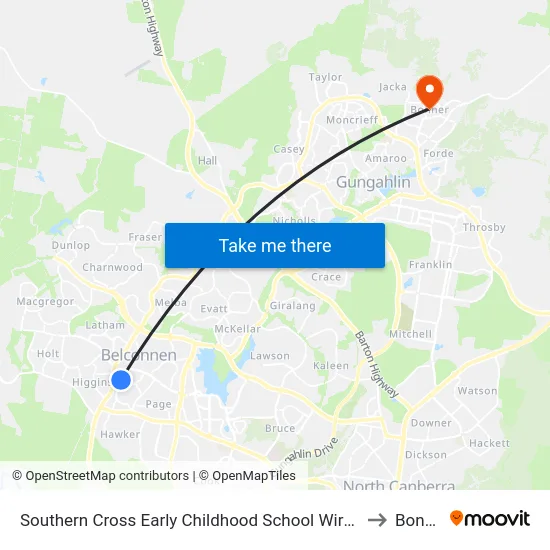 Southern Cross Early Childhood School Wirraway Cr to Bonner map