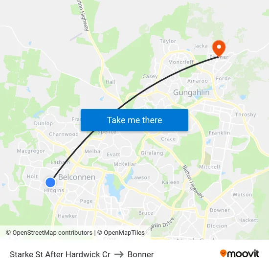 Starke St After Hardwick Cr to Bonner map