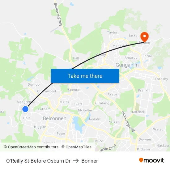 O'Reilly St Before Osburn Dr to Bonner map