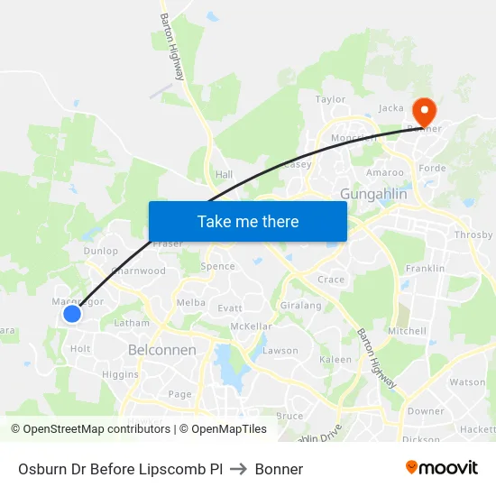 Osburn Dr Before Lipscomb Pl to Bonner map