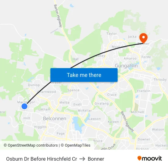 Osburn Dr Before Hirschfeld Cr to Bonner map