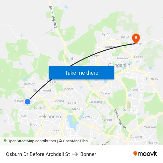 Osburn Dr Before Archdall St to Bonner map