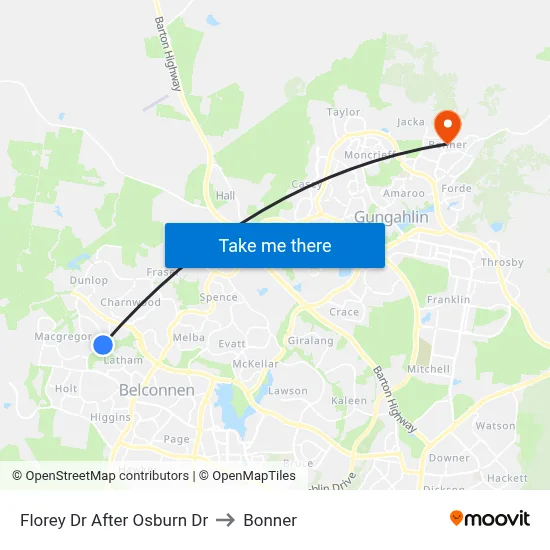 Florey Dr After Osburn Dr to Bonner map