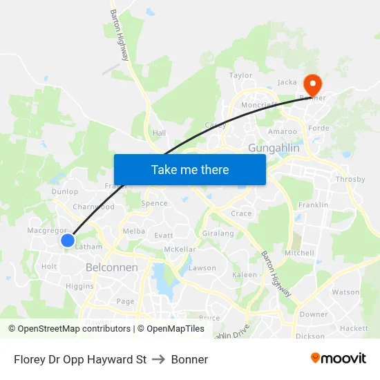 Florey Dr Opp Hayward St to Bonner map
