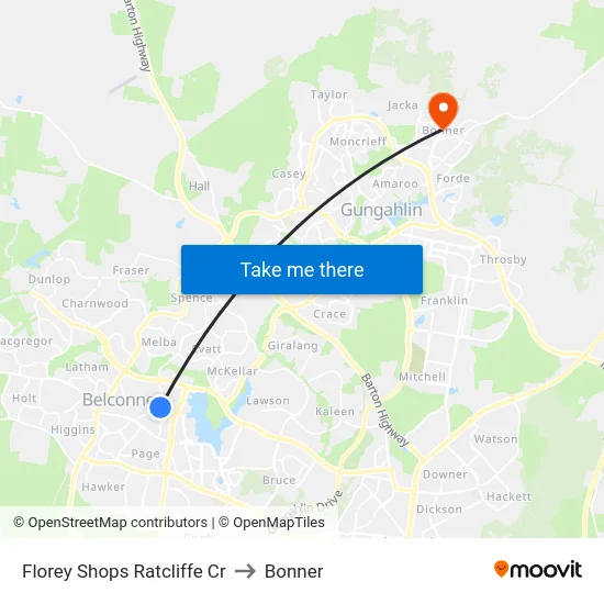 Florey Shops Ratcliffe Cr to Bonner map