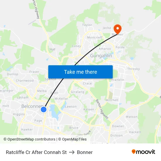 Ratcliffe Cr After Connah St to Bonner map