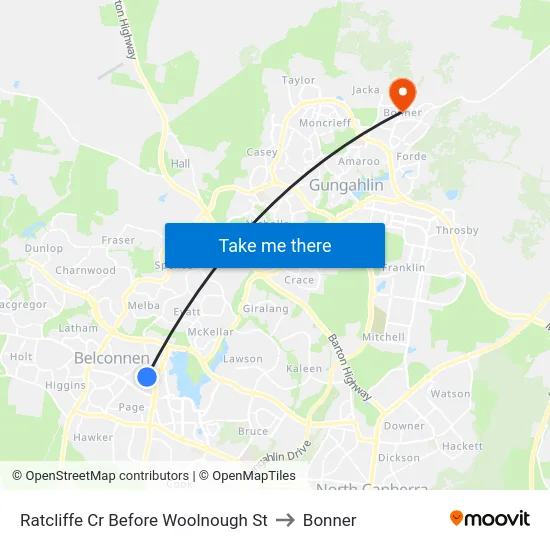 Ratcliffe Cr Before Woolnough St to Bonner map