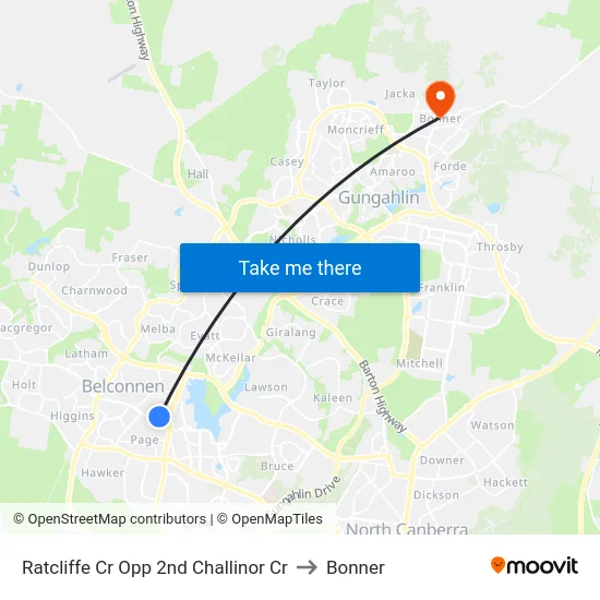 Ratcliffe Cr Opp 2nd Challinor Cr to Bonner map