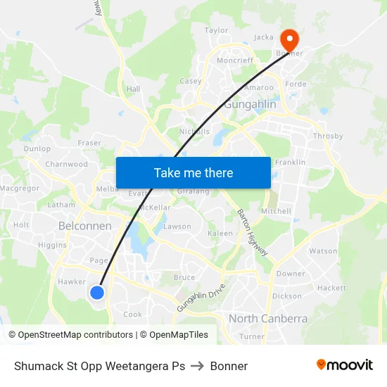 Shumack St Opp Weetangera Ps to Bonner map