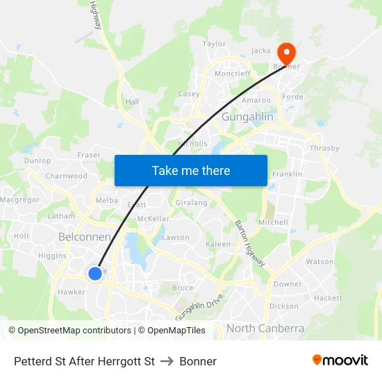 Petterd St After Herrgott St to Bonner map