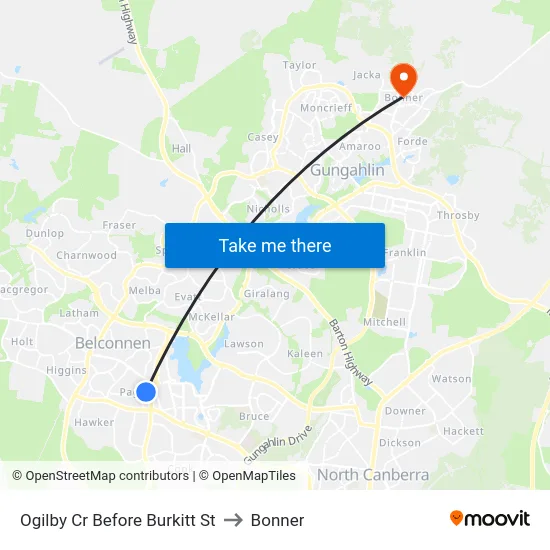 Ogilby Cr Before Burkitt St to Bonner map