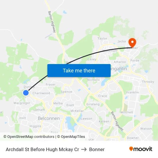 Archdall St Before Hugh Mckay Cr to Bonner map