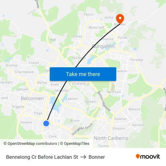 Bennelong Cr Before Lachlan St to Bonner map