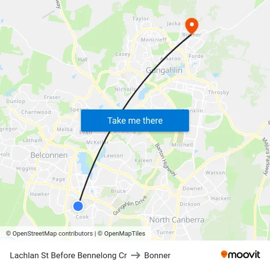 Lachlan St Before Bennelong Cr to Bonner map