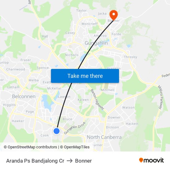 Aranda Ps Bandjalong Cr to Bonner map