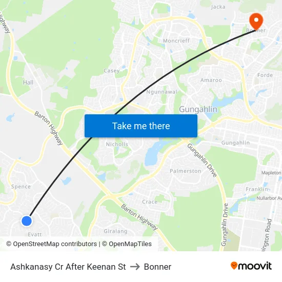 Ashkanasy Cr After Keenan St to Bonner map
