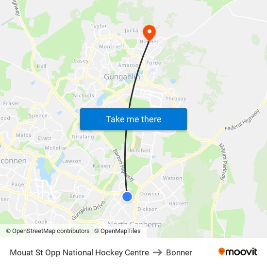 Mouat St Opp National Hockey Centre to Bonner map